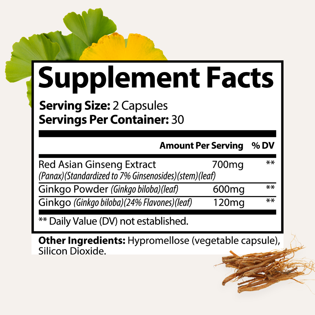 ENERGY: Ginseng + Ginkgo Supplement for Fatigue